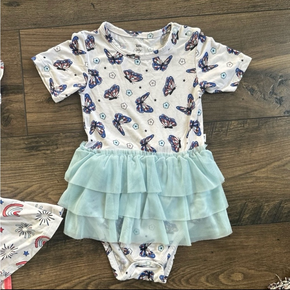Baby/Toddler Butterfly Print Tulle Skirt Dress - Light Blue